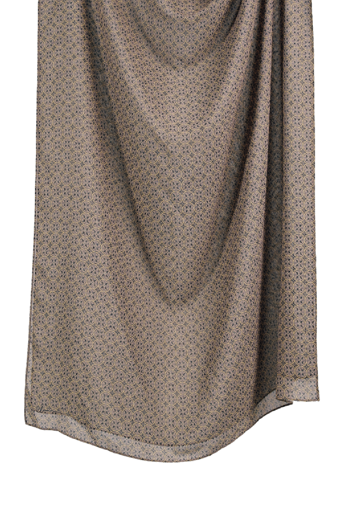 Geometria Sphere Printed Chiffon Scarf in Wheat Brown